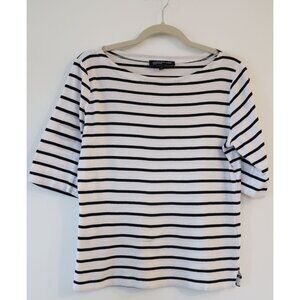 Jones New York Signature Boat Neck 3/4 Sleeve Stripe Top